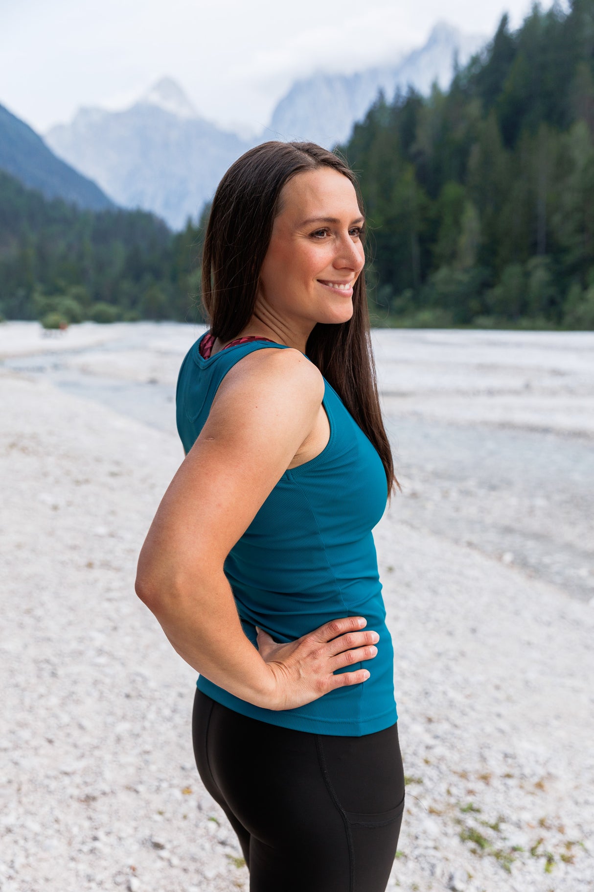 Aerial Ribbed Tank Top Aqua