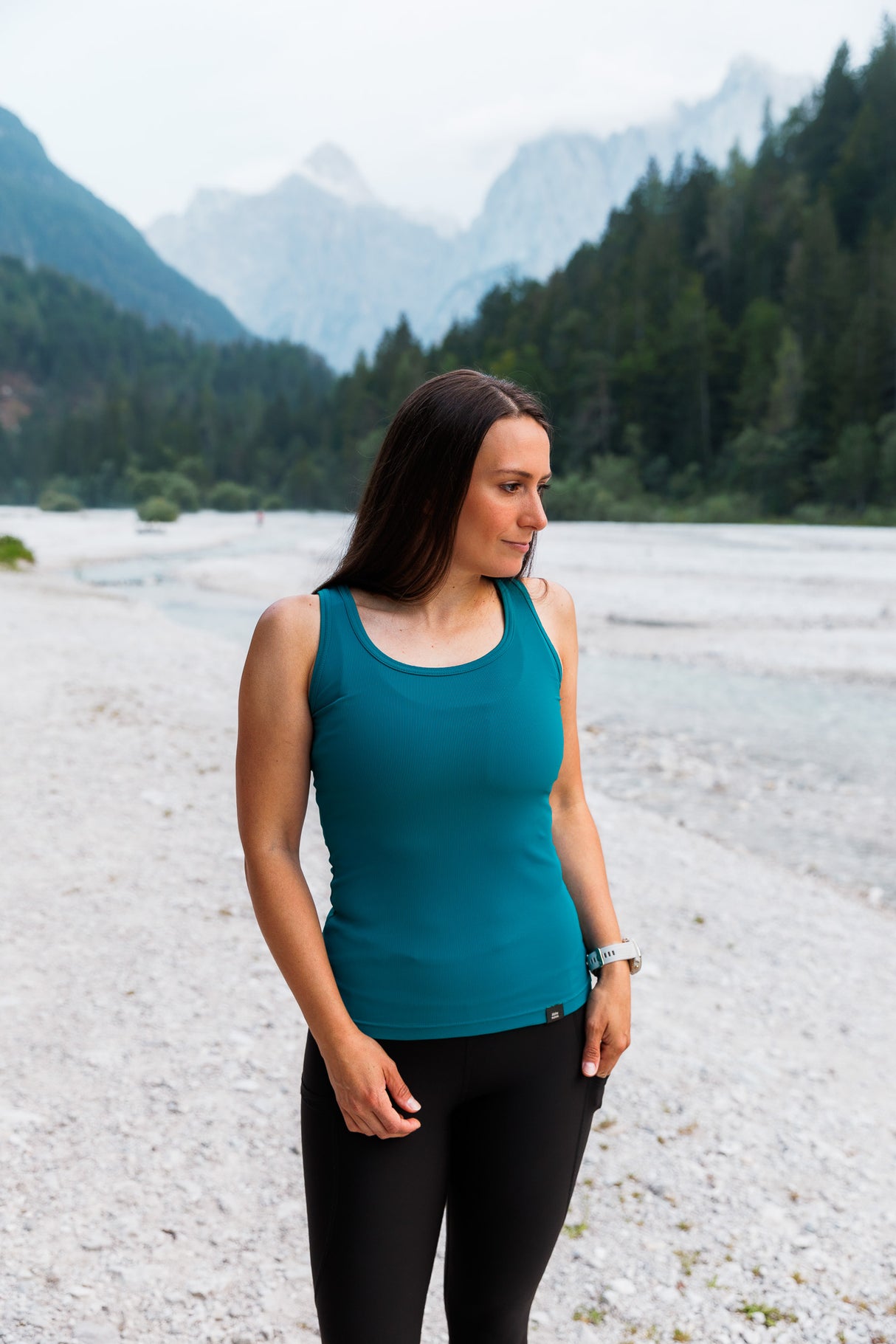 Aerial Ribbed Tank Top Aqua