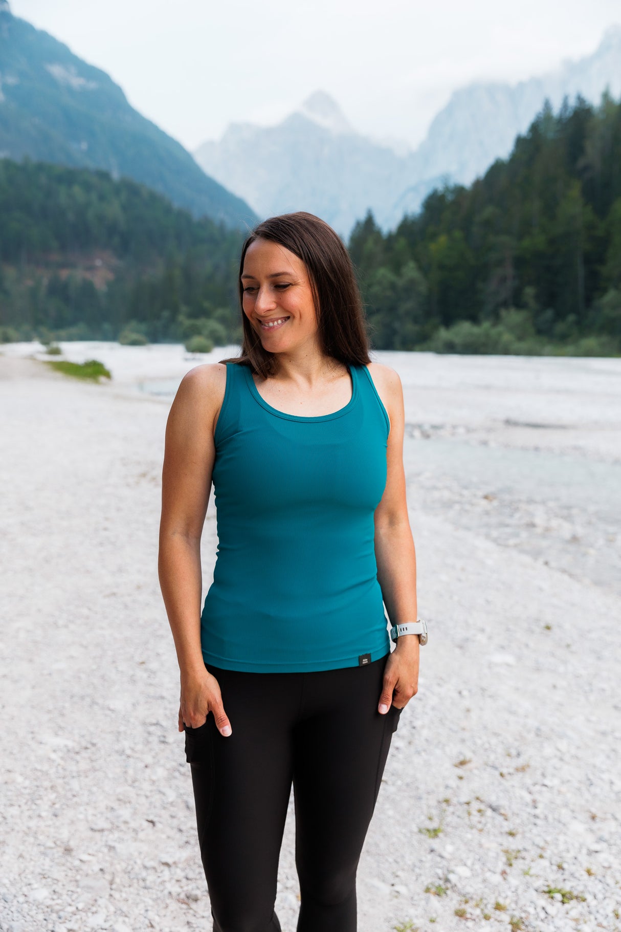 Aerial Ribbed Tank Top Aqua