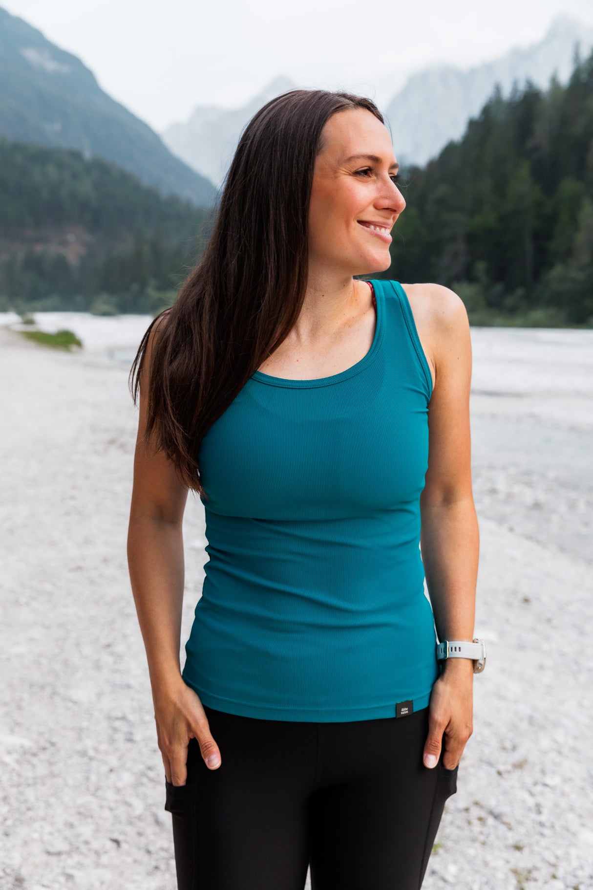 Aerial Ribbed Tank Top Aqua