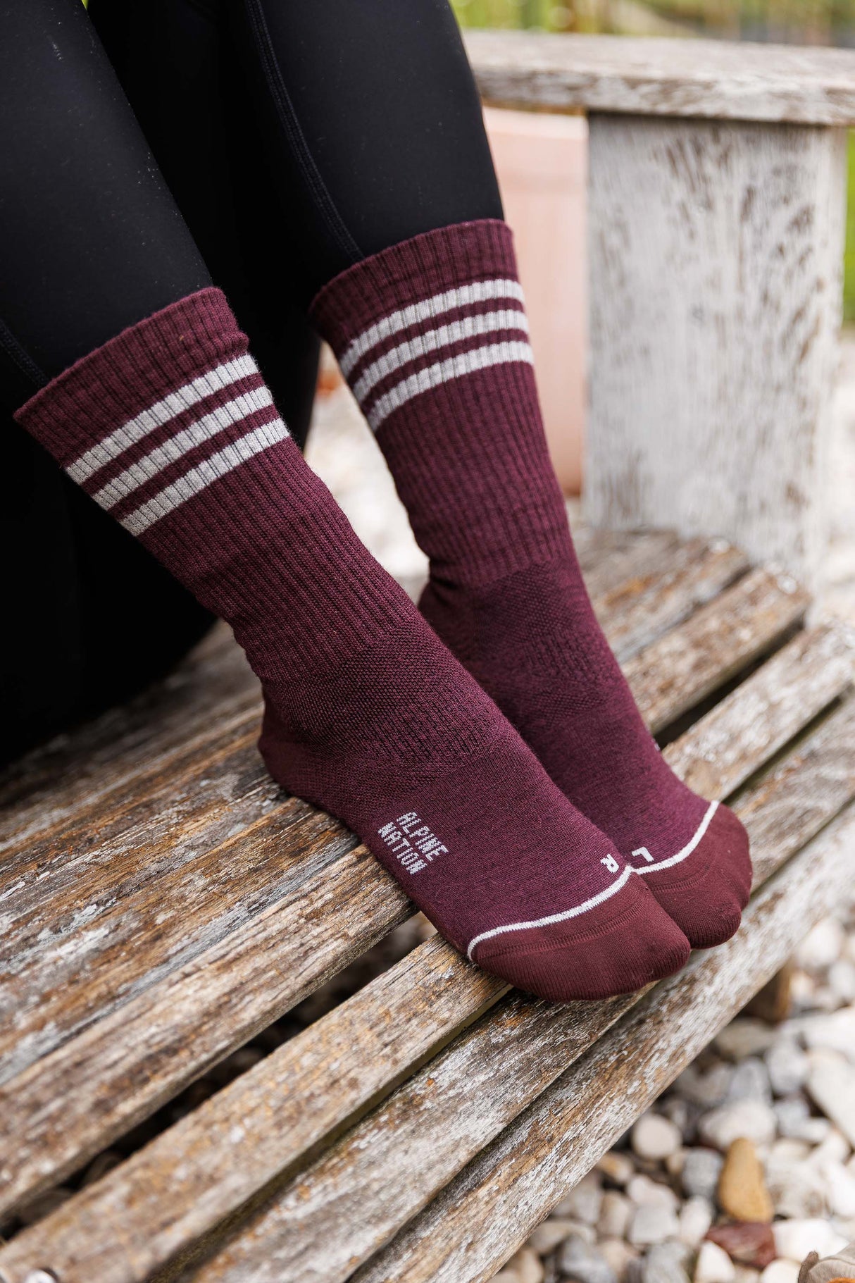 Seceda Light Merino Crew Socks Burgundy