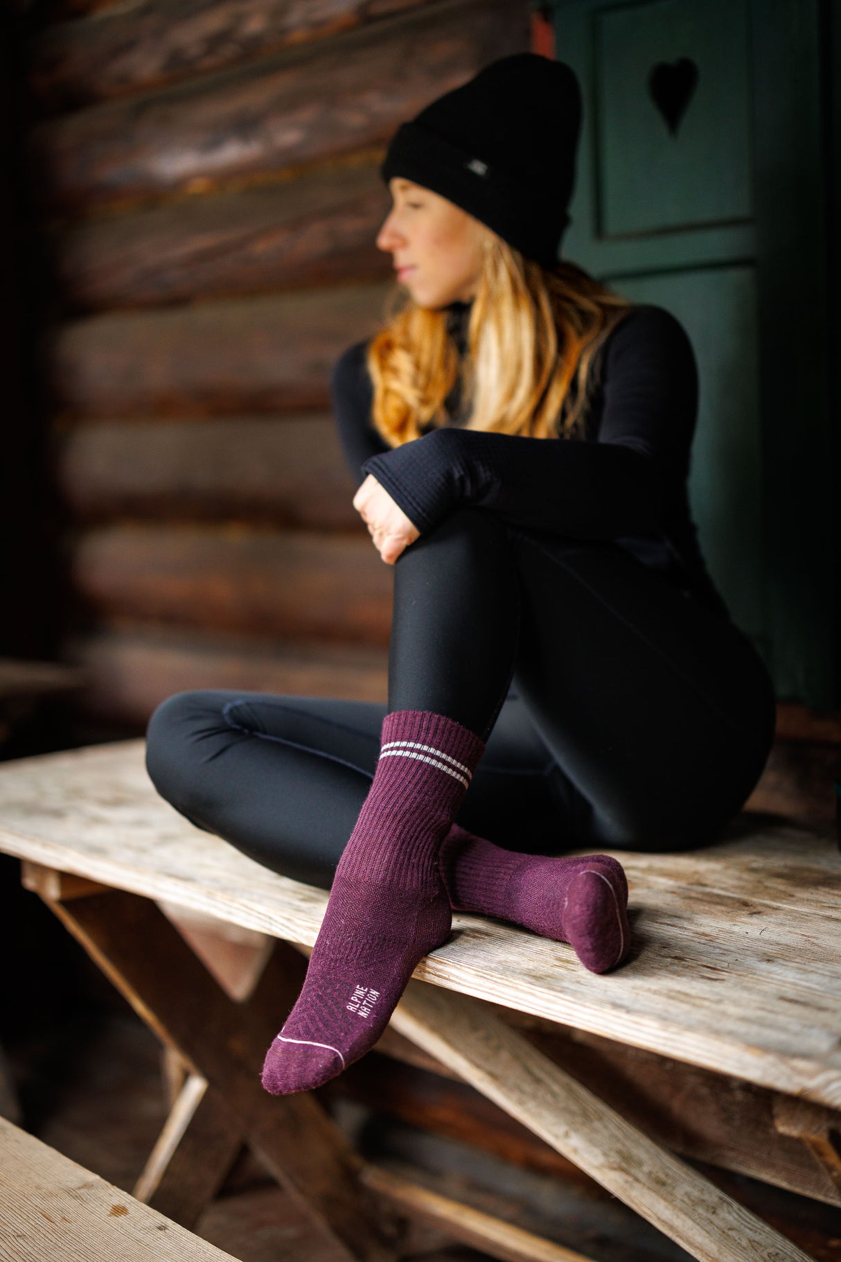 Abisko Wandersocken aus Merinowolle - Ruby