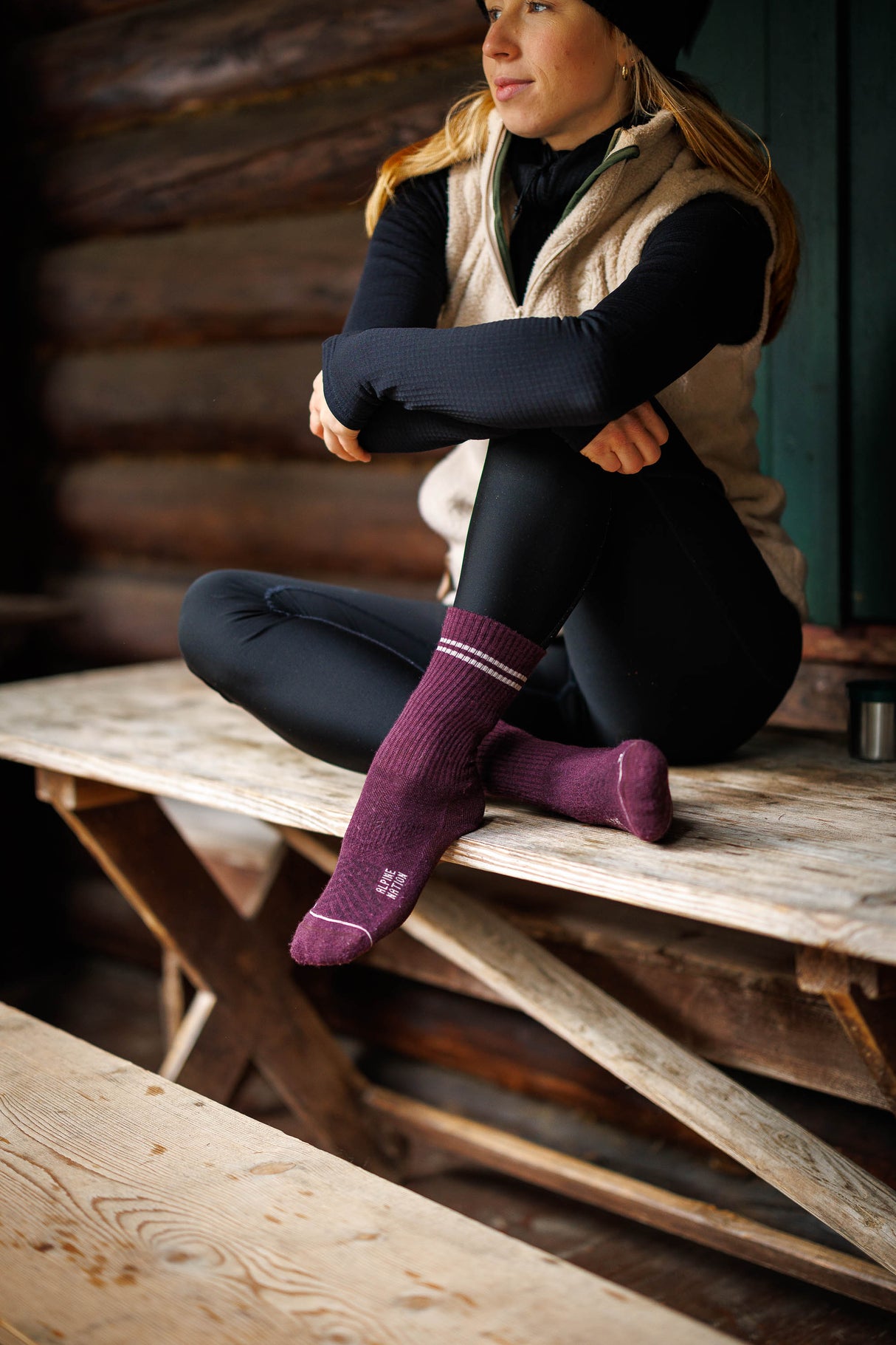 Abisko Wandersocken aus Merinowolle - Ruby