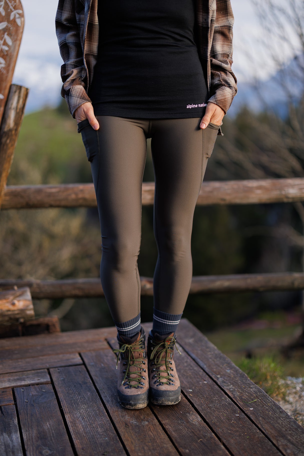 Rise Thermo Pocket Leggings Forest Green