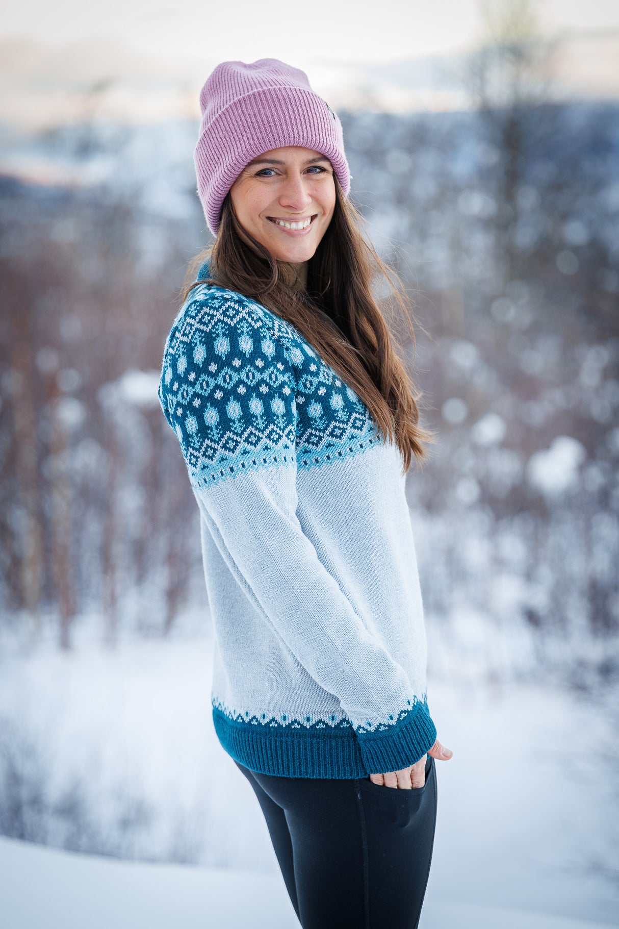 Svalbard pleten pulover - Polar Blue