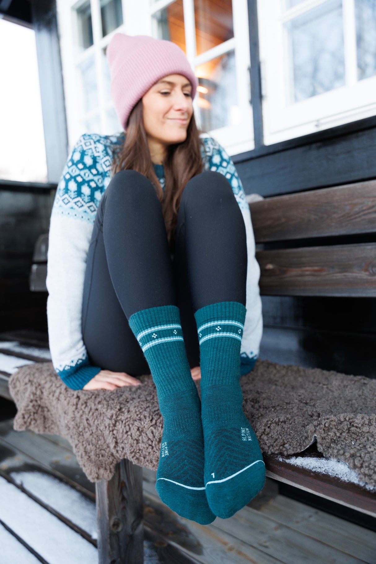 Abisko Wandersocken aus Merinowolle - Emerald