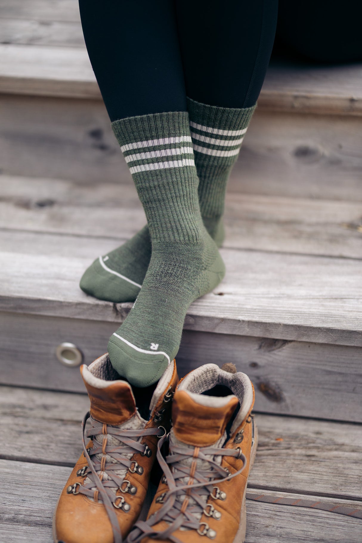 Seceda Light Merino Crew Socks Moss Green