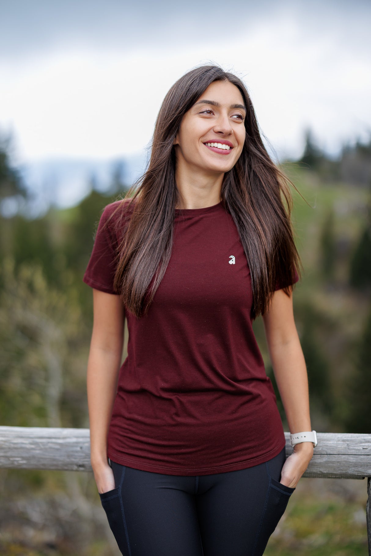 Flow Merino Tee - Burgundy