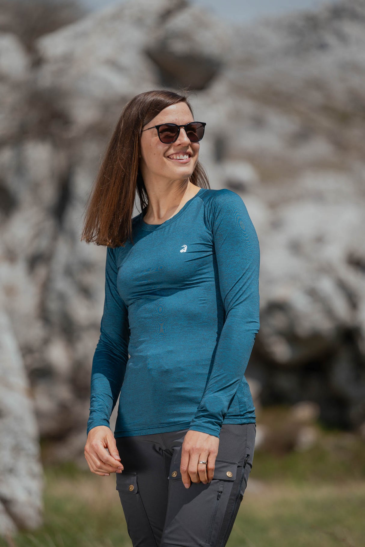 Summit T-shirt a maniche lunghe Teal Green