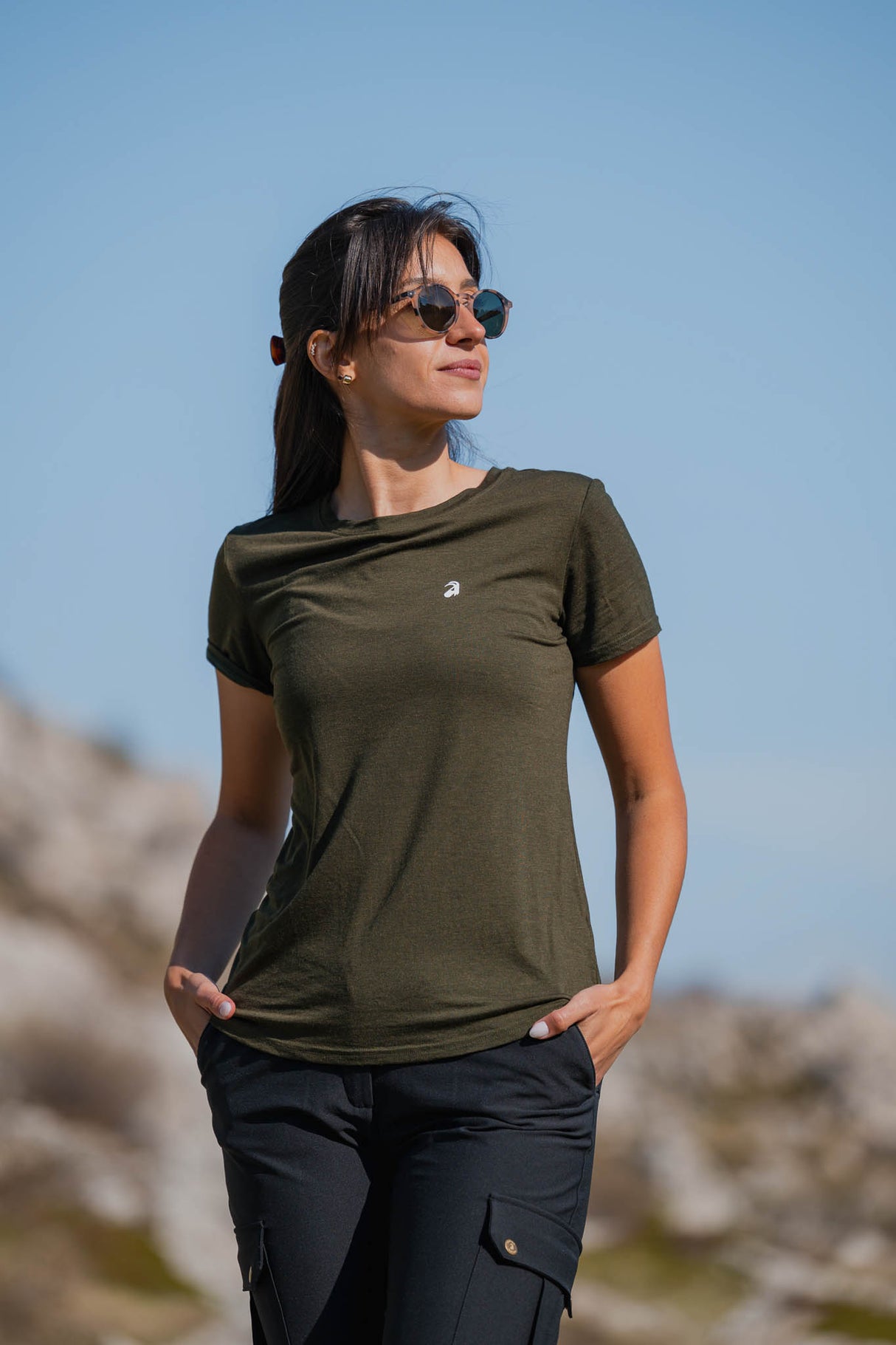 Flow T-shirt in merino - Olive