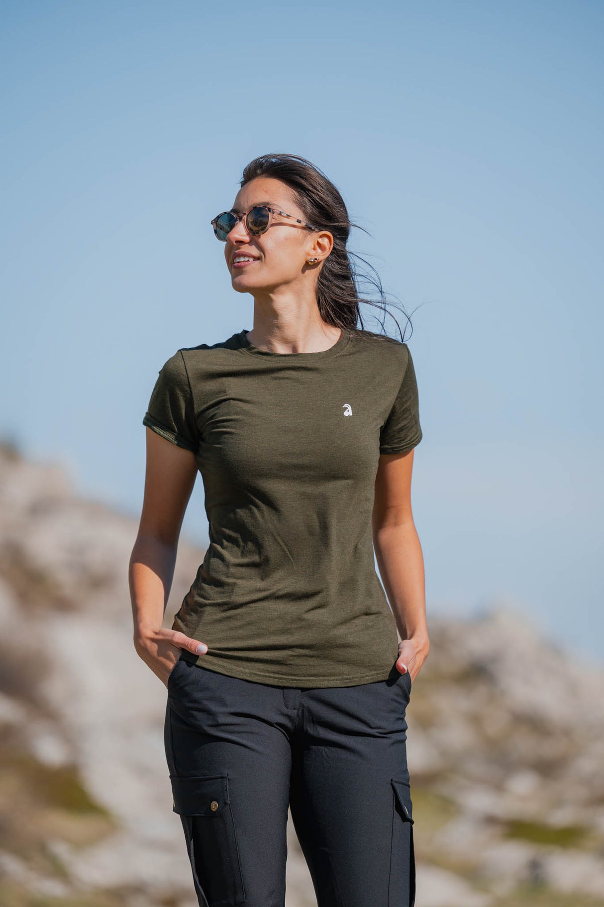 Flow T-shirt in merino - Olive