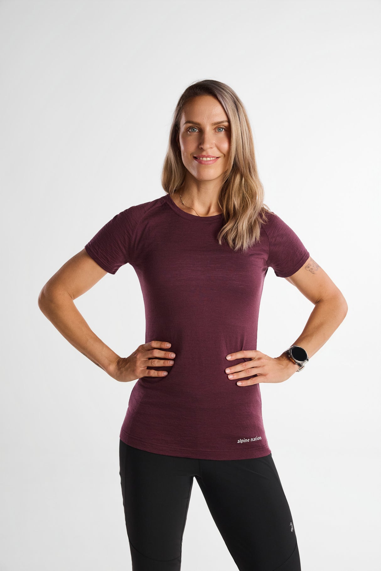 Merino Short Sleeve Tee Aubergine
