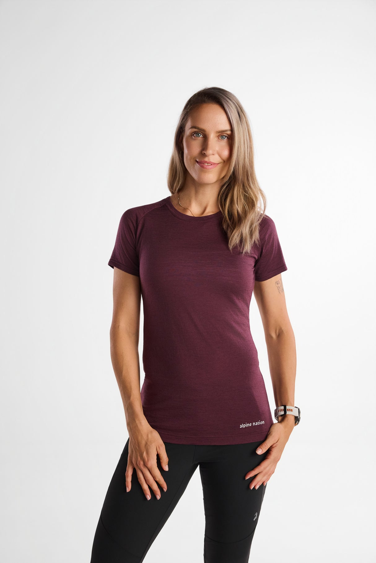 Merino Short Sleeve Tee Aubergine