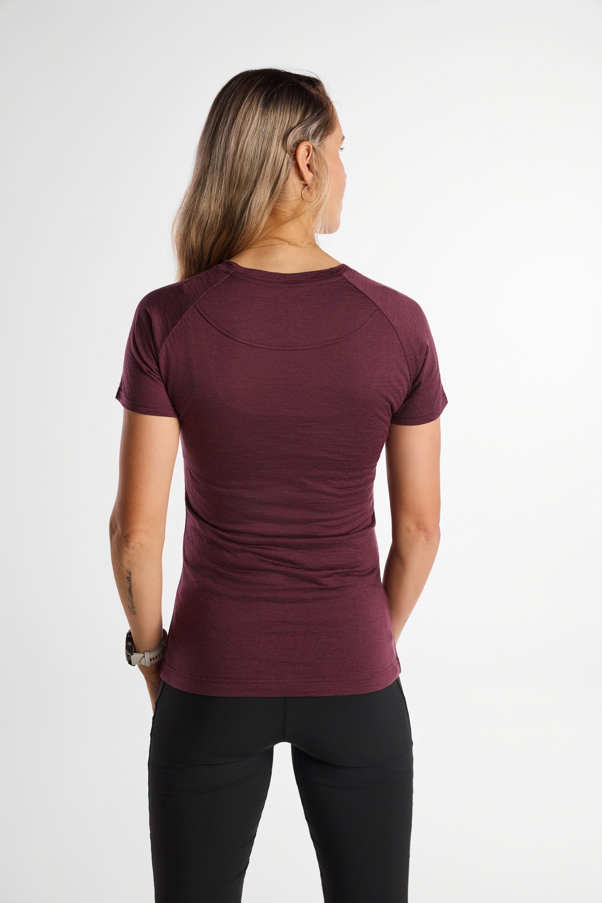 Merino Short Sleeve Tee Aubergine