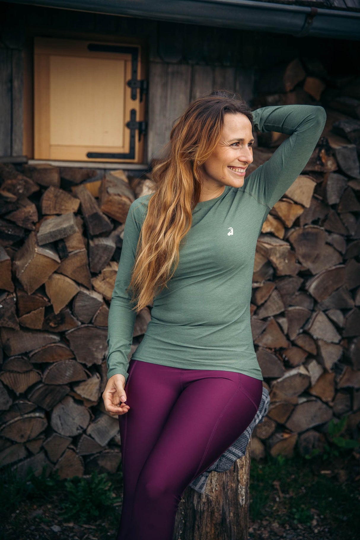 T-shirt Summit a maniche lunghe Fern Green