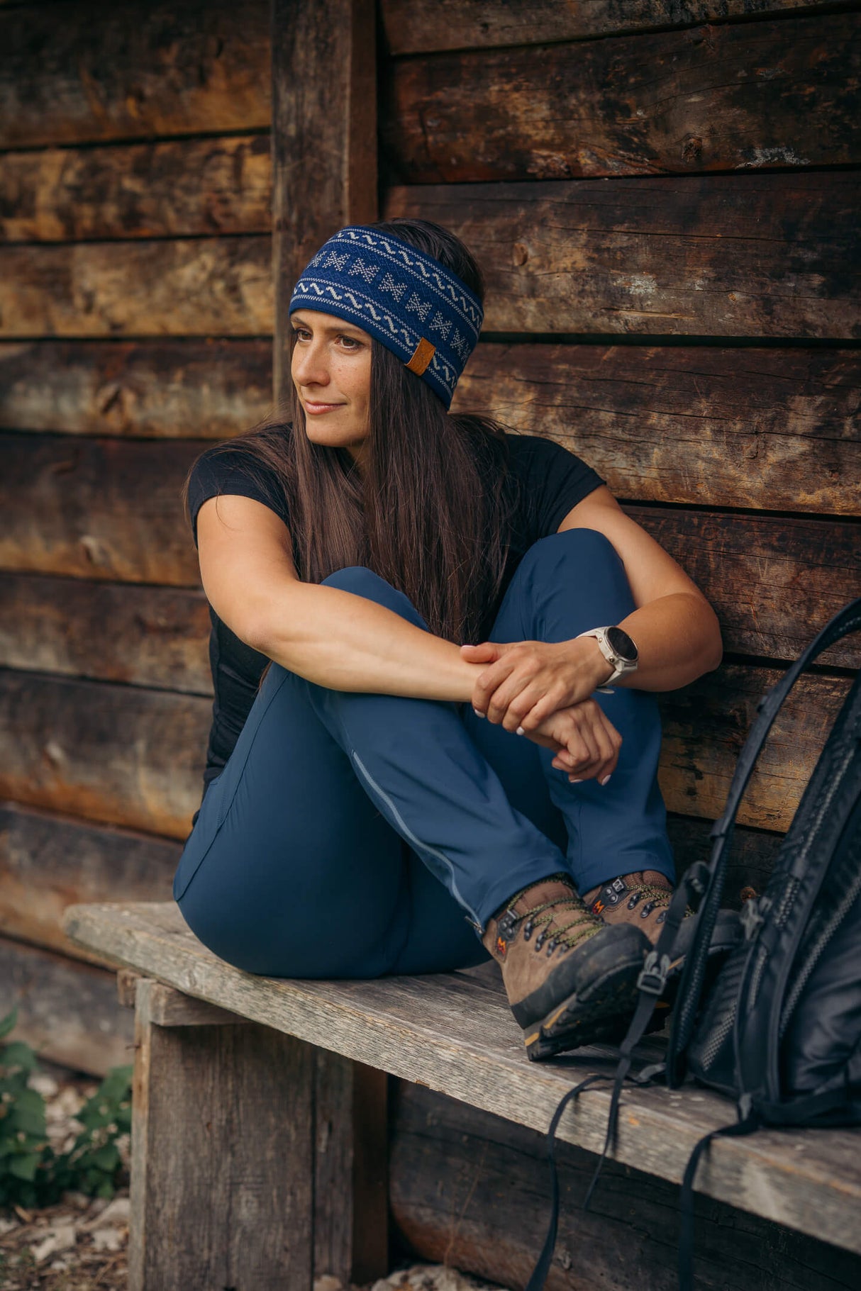 Fascia per capelli lavorata a maglia Abisko Nordic Blue