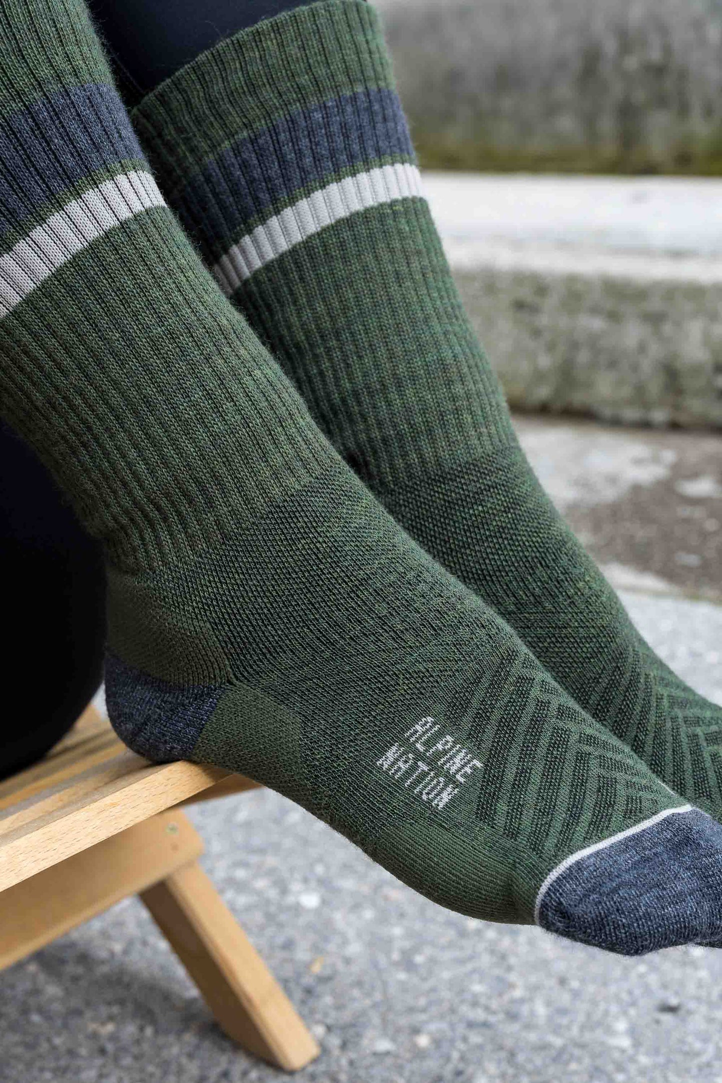 Abisko Wandersocken aus Merinowolle - Evergreen