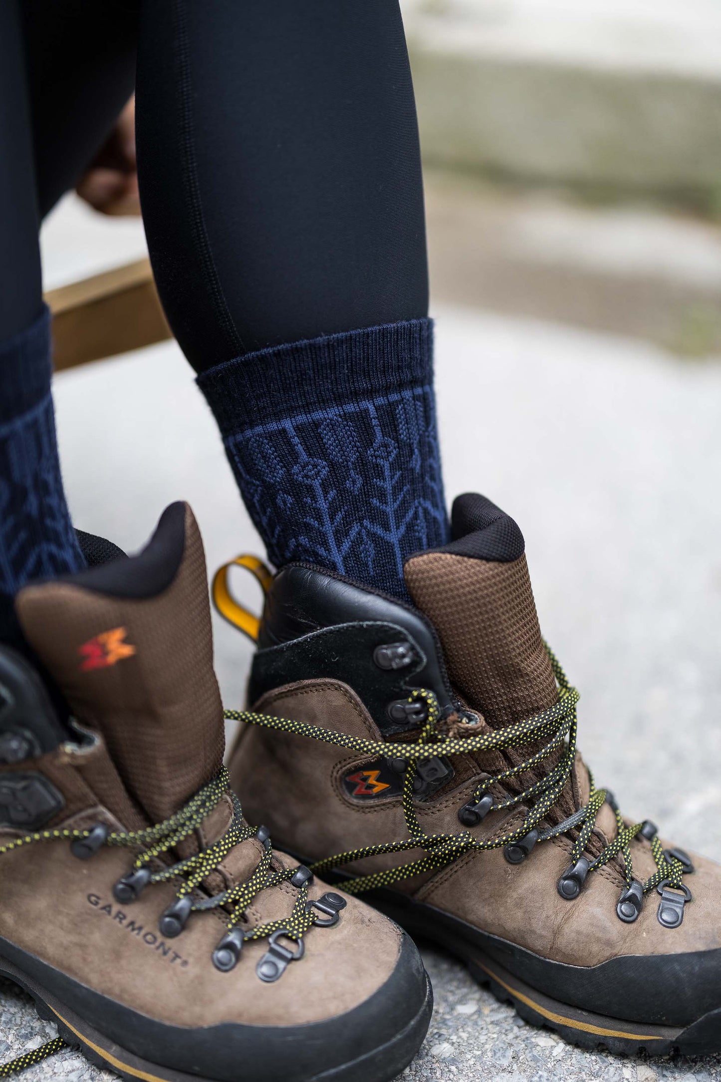 Abisko Wandersocken aus Merinowolle - Polar Blue