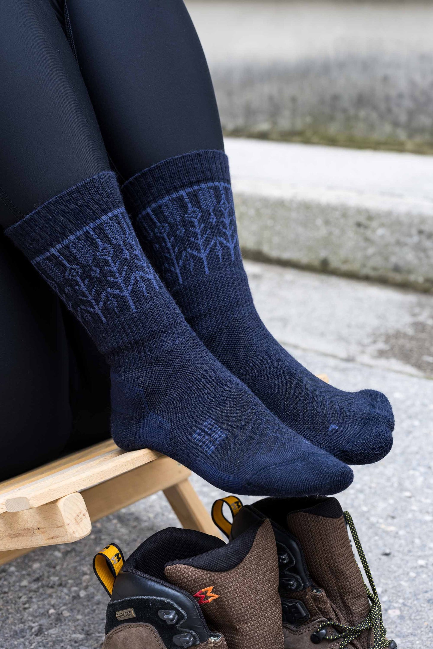 Abisko Wandersocken aus Merinowolle - Polar Blue