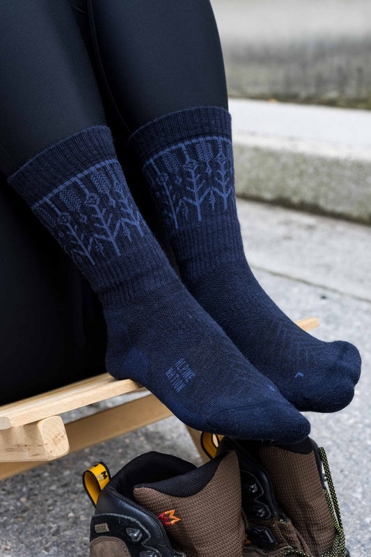 Abisko Wandersocken aus Merinowolle - Polar Blue