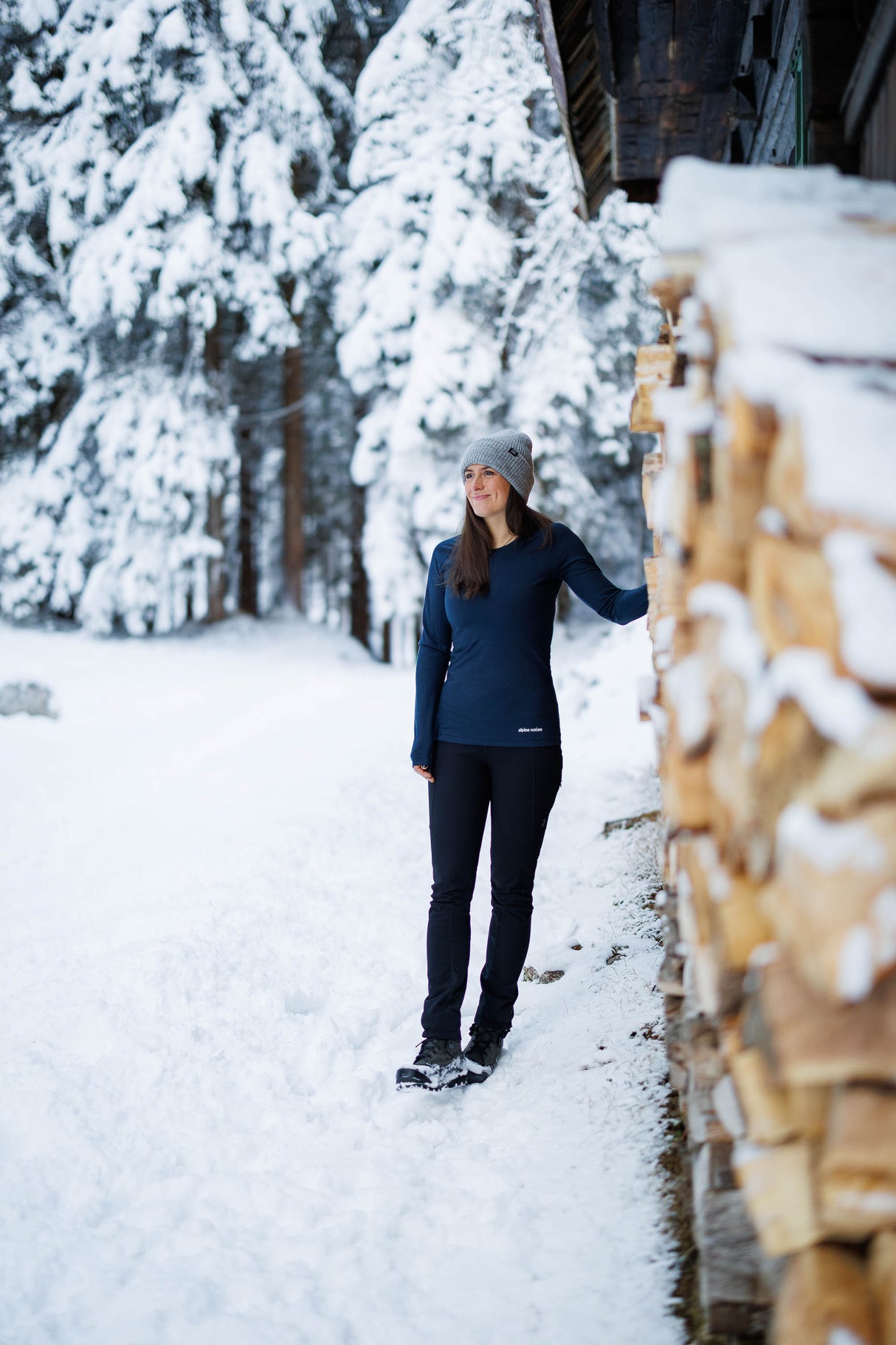 Merino majica z dolgimi rokavi Dark Navy