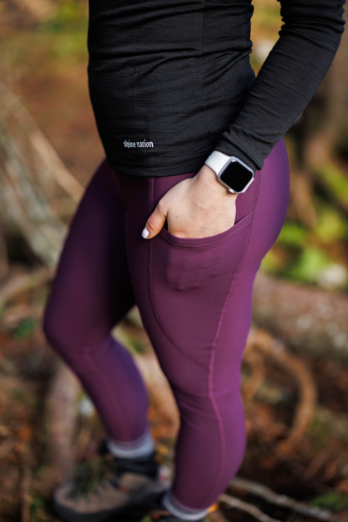 Rise Thermo Pocket Leggings Dark Plum