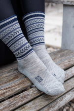 Abisko Wandersocken aus Merinowolle - Arctic Blue