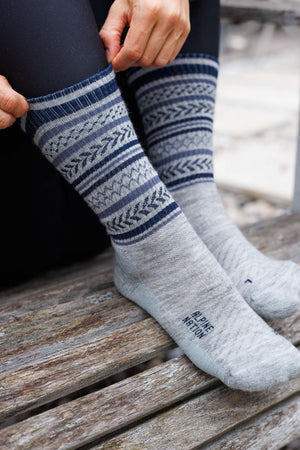 Abisko Wandersocken aus Merinowolle - Arctic Blue