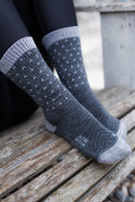 Abisko Wandersocken aus Merinowolle - Snowflake