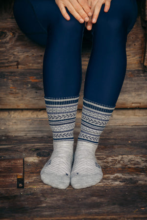 Abisko Wandersocken aus Merinowolle - Arctic Blue