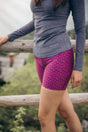 Alpine Nation Pink Dahlia Shorts - women's outdoor hiking leggings for hiking, climbing, trekking, mountains and running.