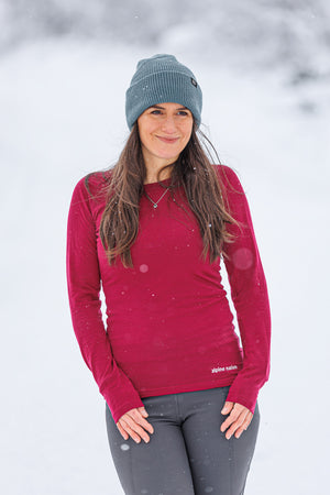 Merino Long Sleeve Tee Ruby Red