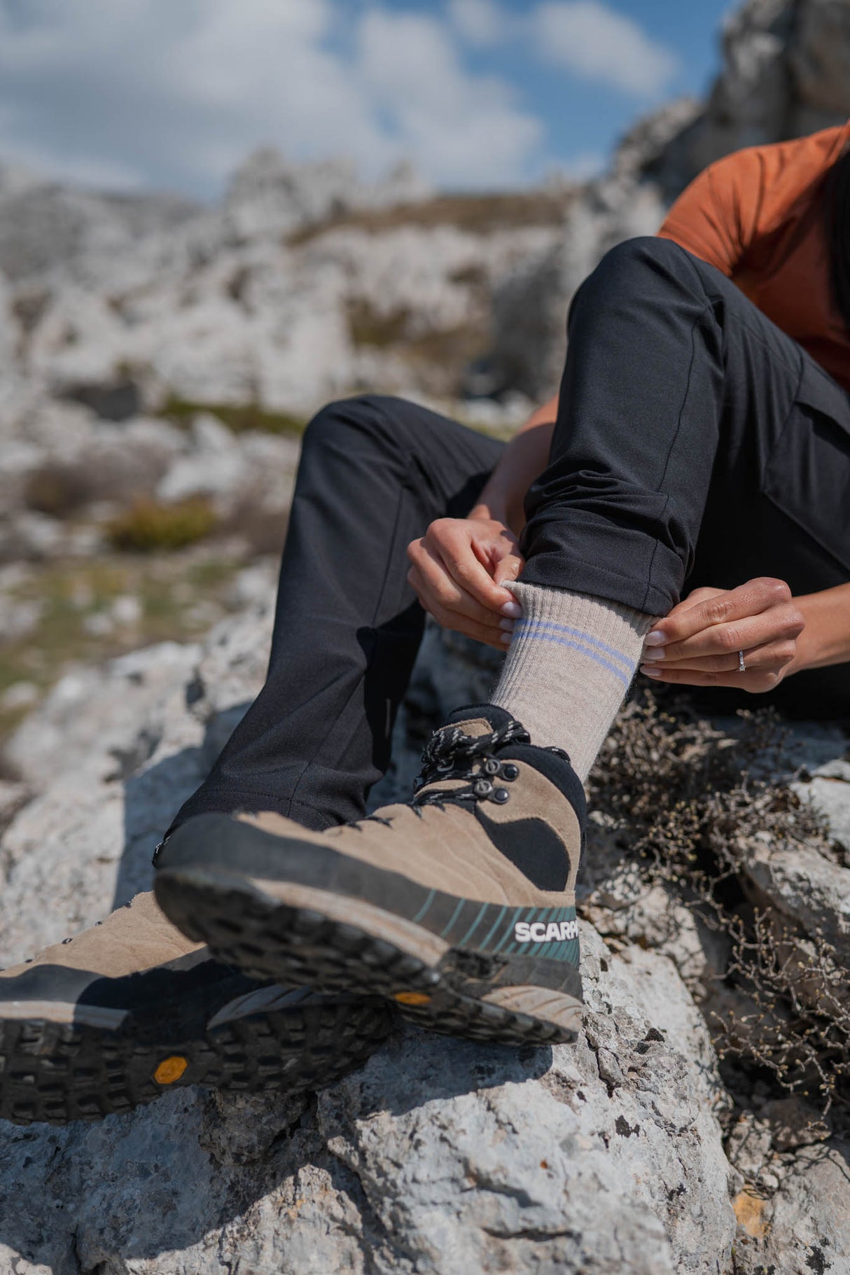 Seceda Light Merino crew čarape Stone