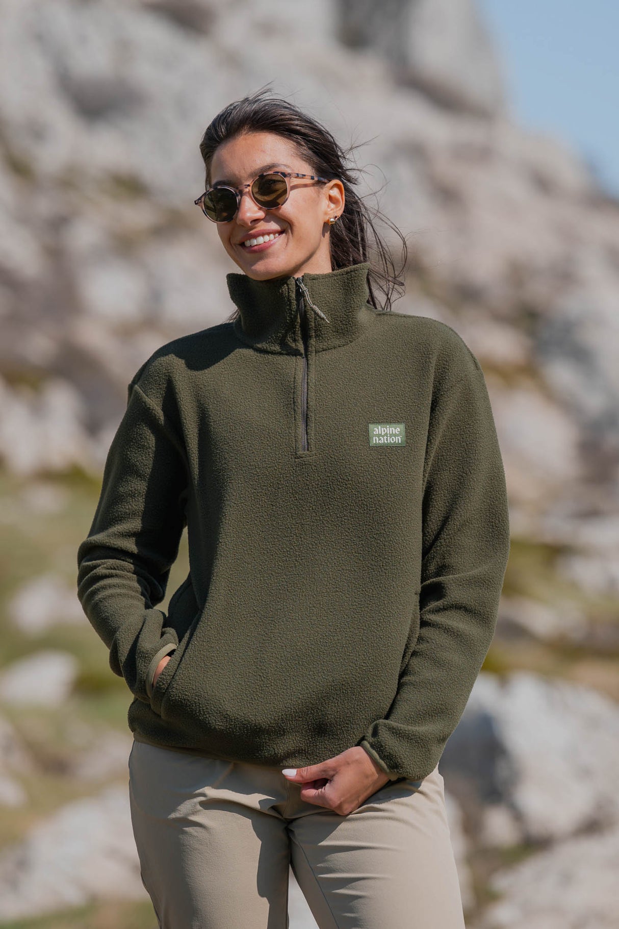 Atlas maglione in pile Moss Green
