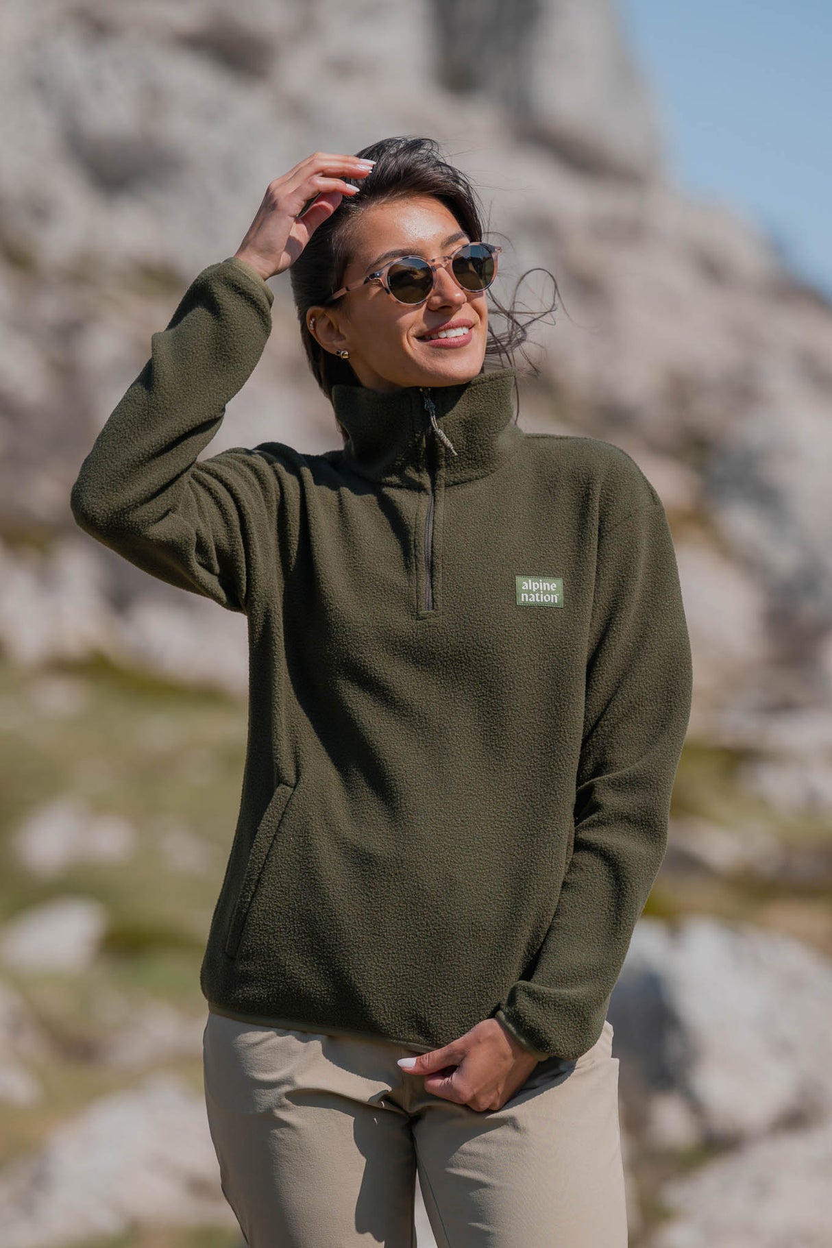 Atlas maglione in pile Moss Green