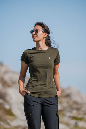 Flow T-shirt in merino - Olive