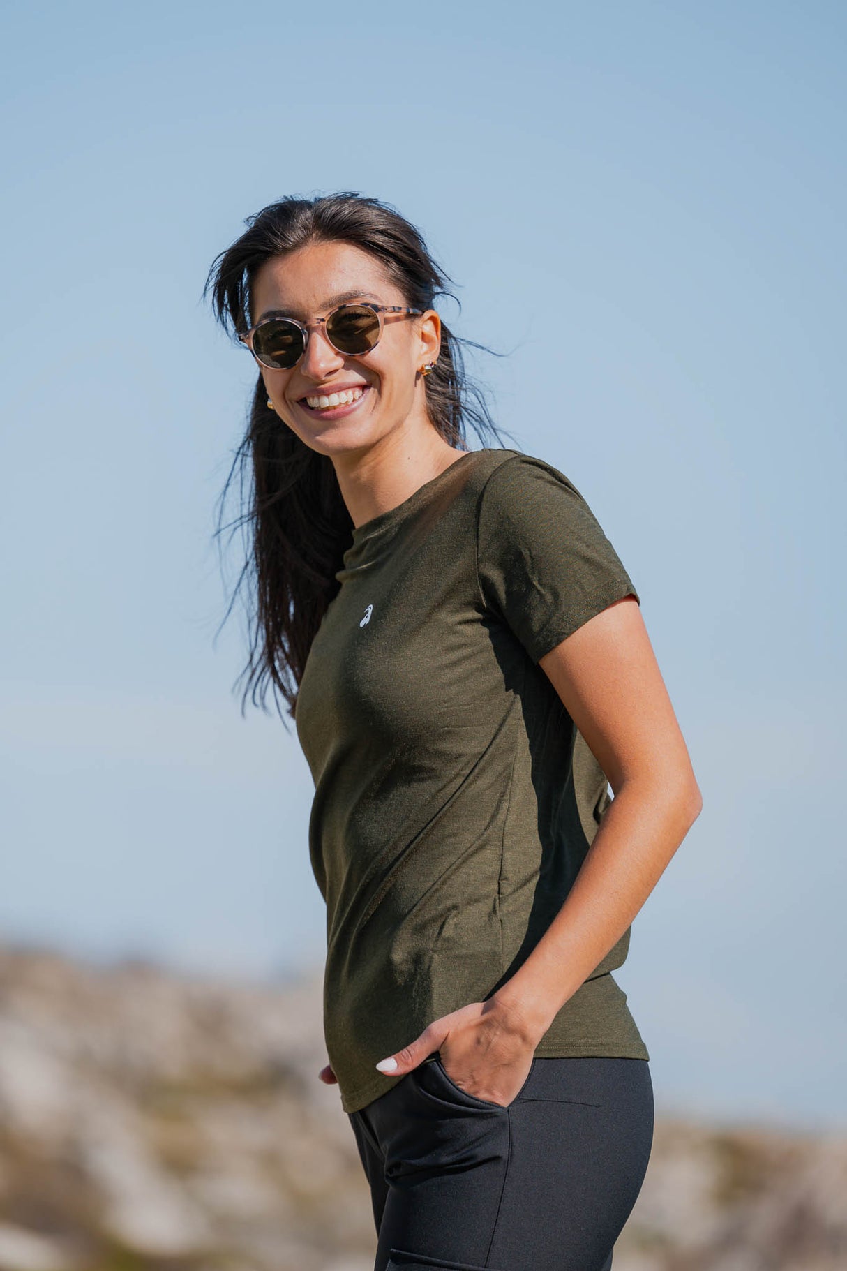 Flow T-shirt in merino - Olive