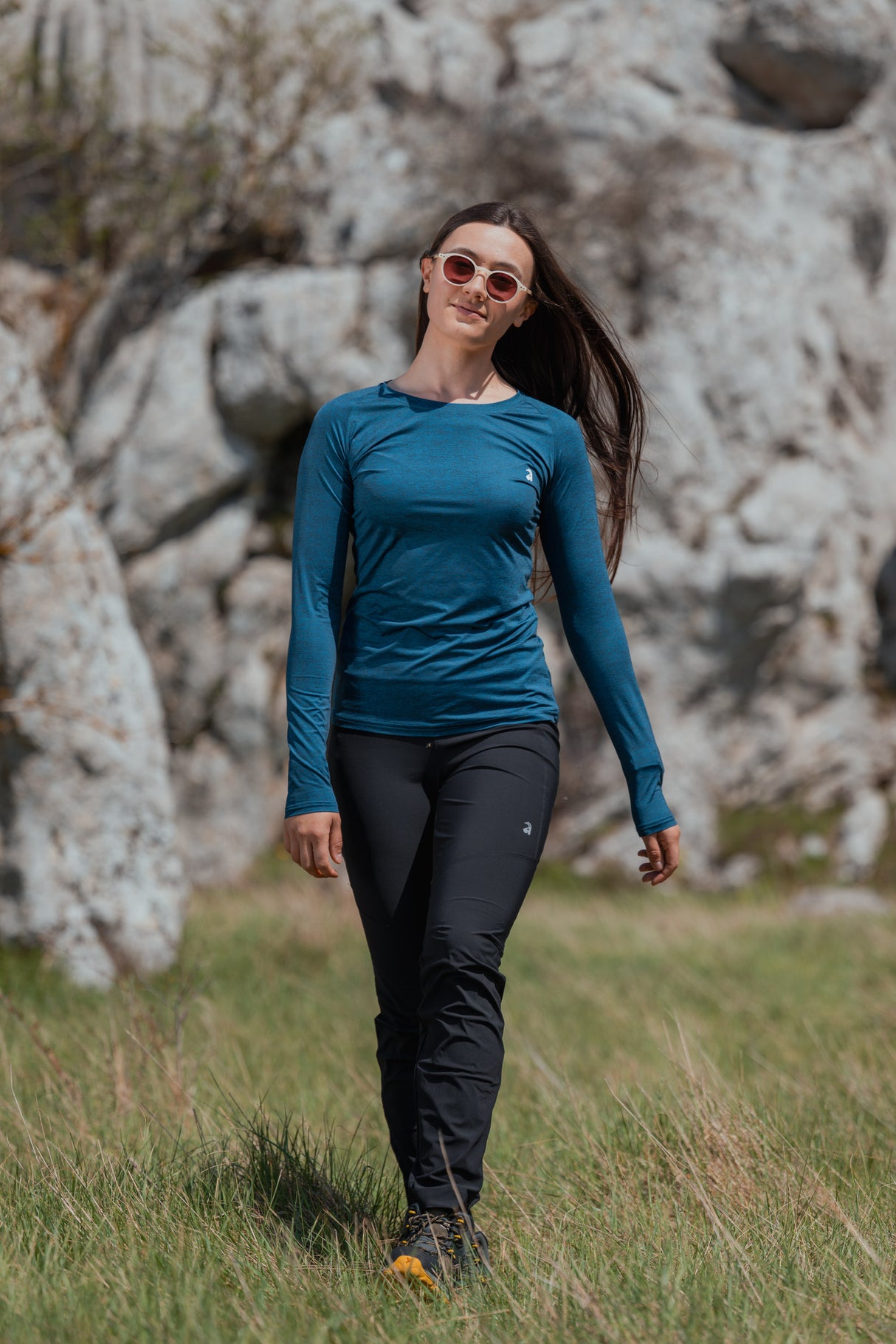 Summit T-shirt a maniche lunghe Ocean Blue