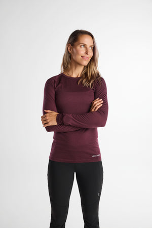 Maglia a maniche lunghe in merino Aubergine