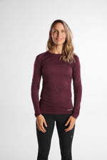 Maglia a maniche lunghe in merino Aubergine