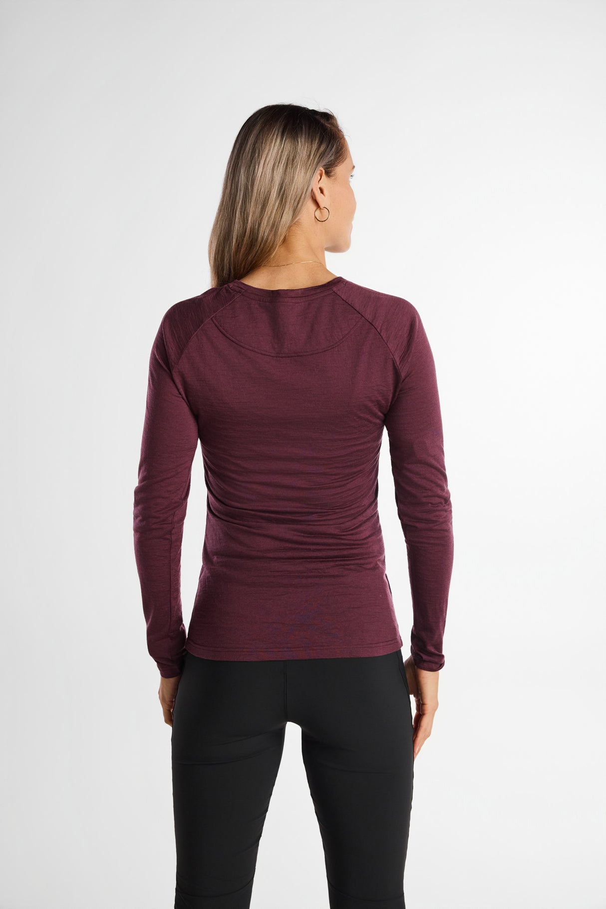 Maglia a maniche lunghe in merino Aubergine