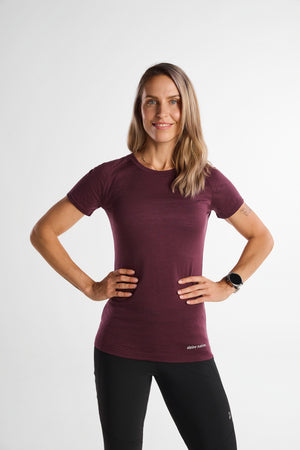 Merino Short Sleeve Tee Aubergine