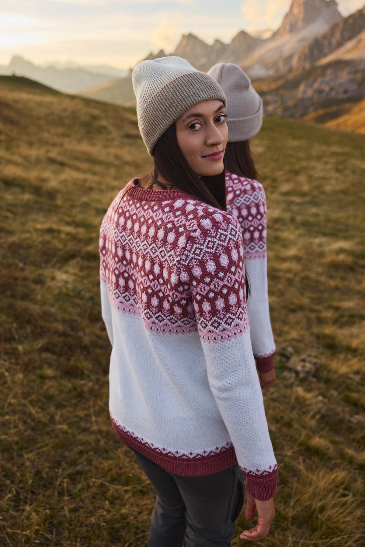 Svalbard pleten pulover - Rose