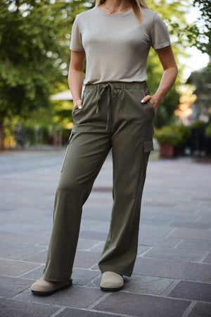 Nomad hlače od platna - Olive