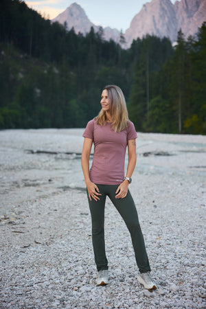 T-shirt a maniche corte in merino Aubergine