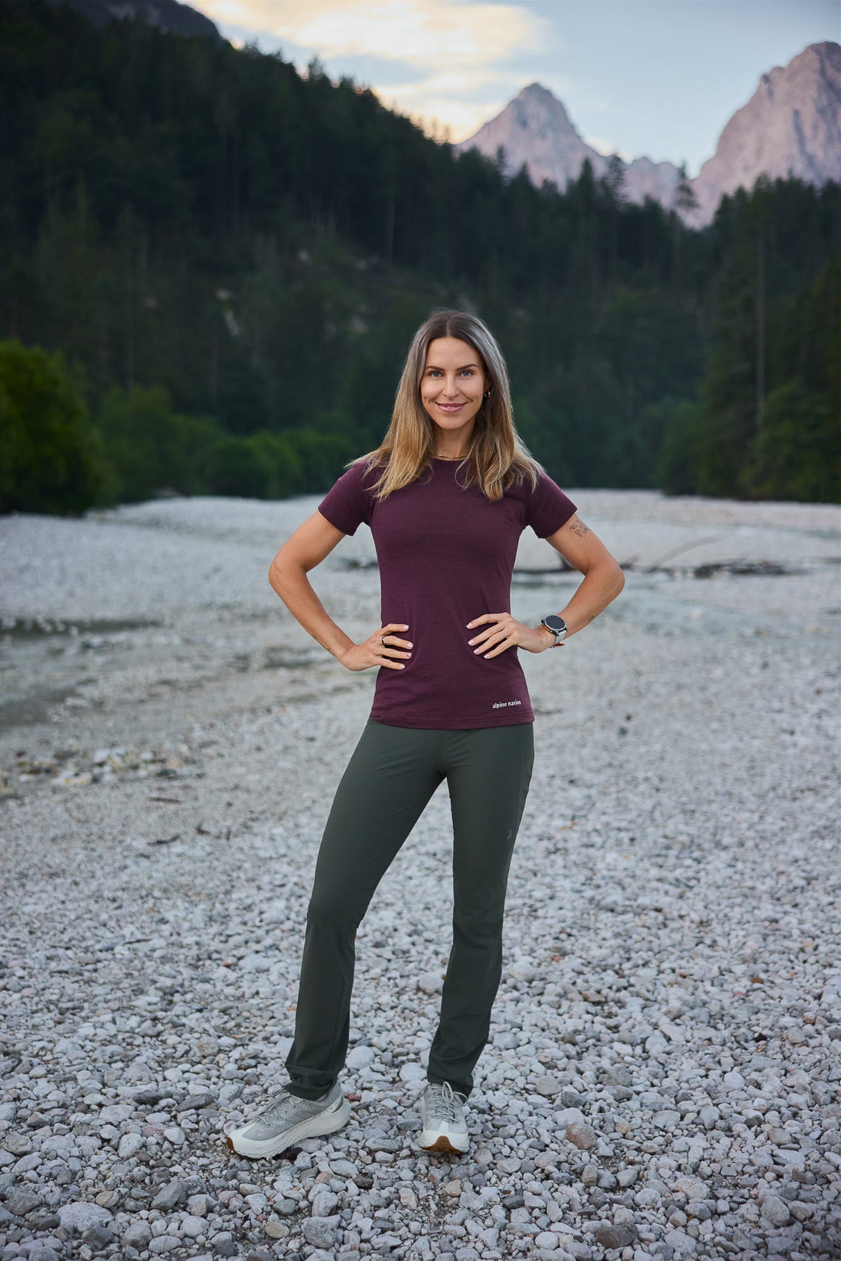 Merino Short Sleeve Tee Aubergine