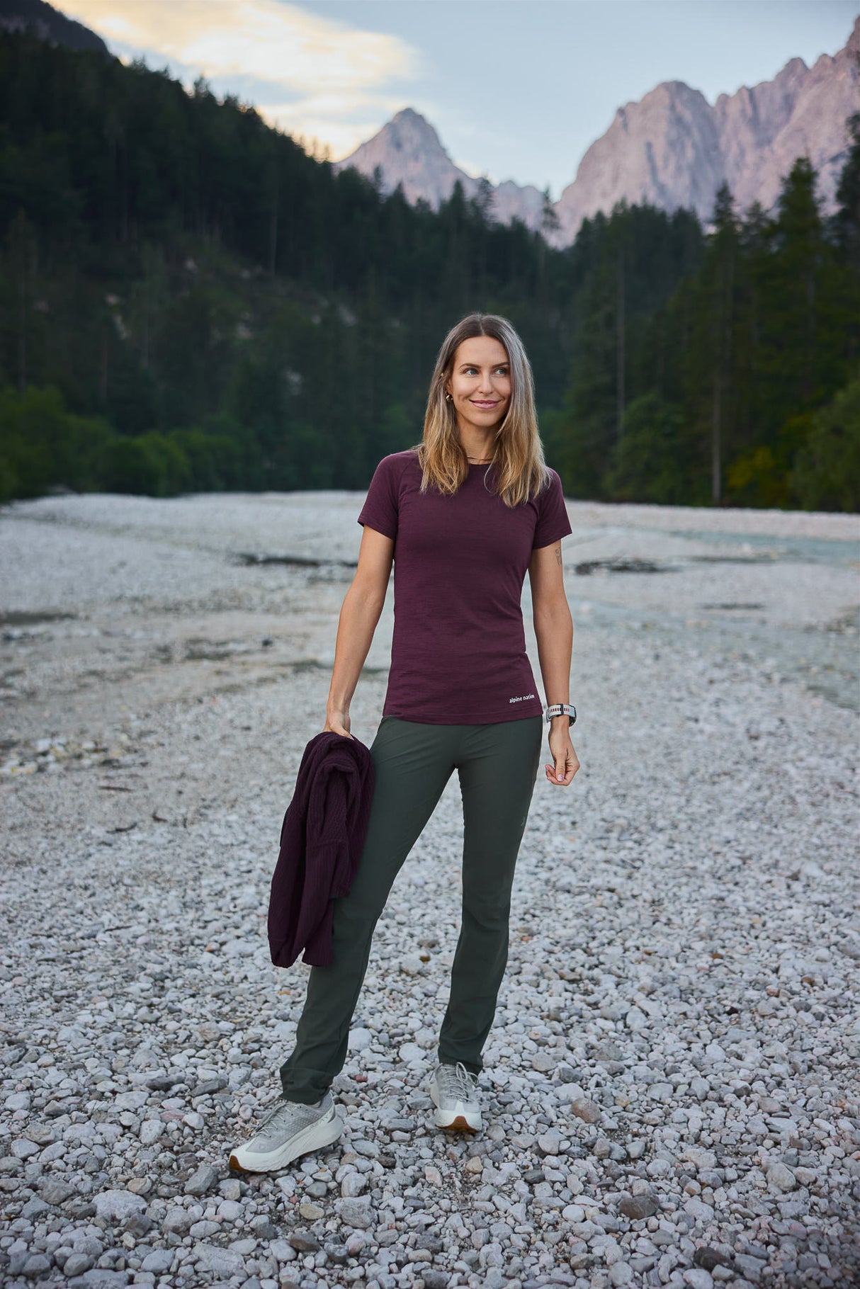 Merino Short Sleeve Tee Aubergine