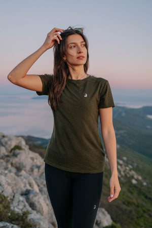 Flow T-shirt in merino - Olive
