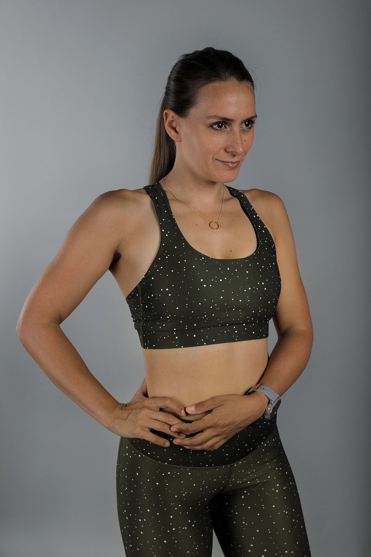 Moss Green Strappy Sports Bra